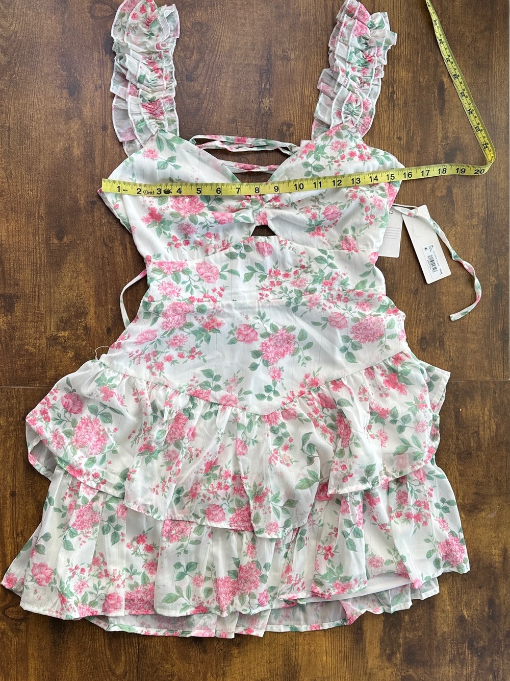 Altar'd State White Pink Floral Ruffle Mini Dress - Picture 2 of 5